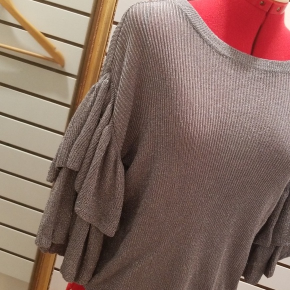 Silver sparkly sweater with layers sleeves